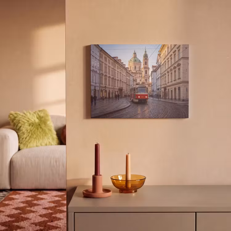 Tram - Straat - Stadsgezicht - Klassiek - Rood PET vilt klein -sfeer1