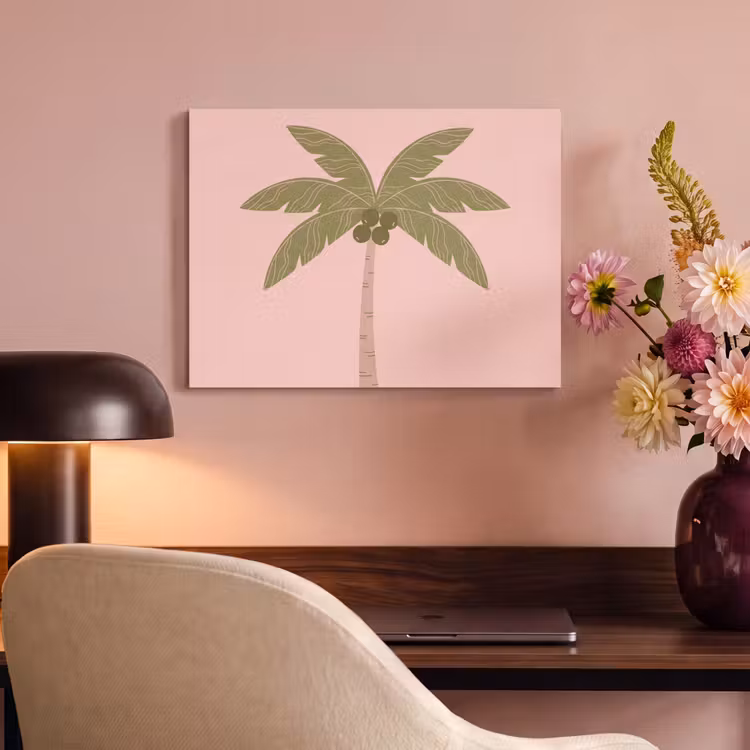 Boom - Palm - Natuur - Illustratie - Roze PET vilt klein -sfeer3