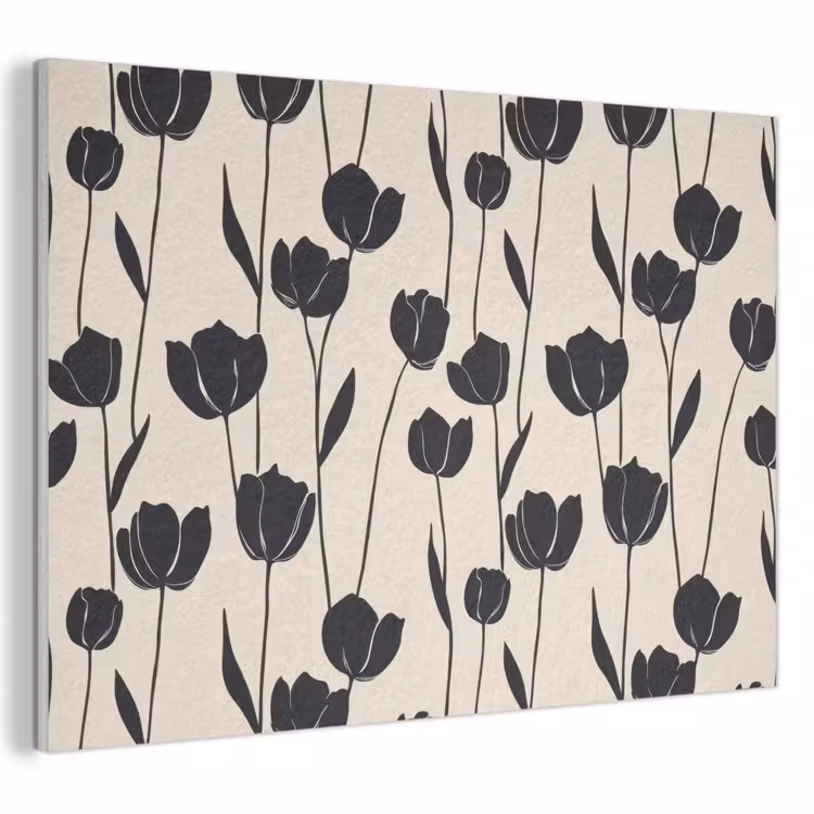 Tulpen - Patroon - Zwart PET vilt klein 837 -3d