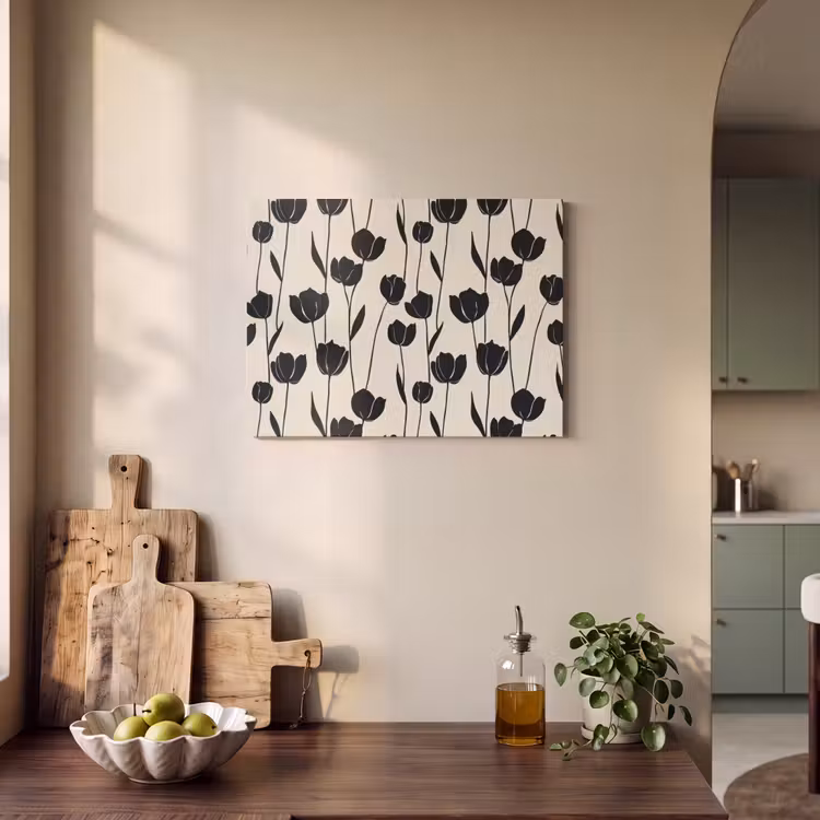 Tulpen - Patroon - Zwart PET vilt klein 837 -sfeer2