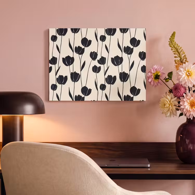 Tulpen - Patroon - Zwart PET vilt klein 837 -sfeer3