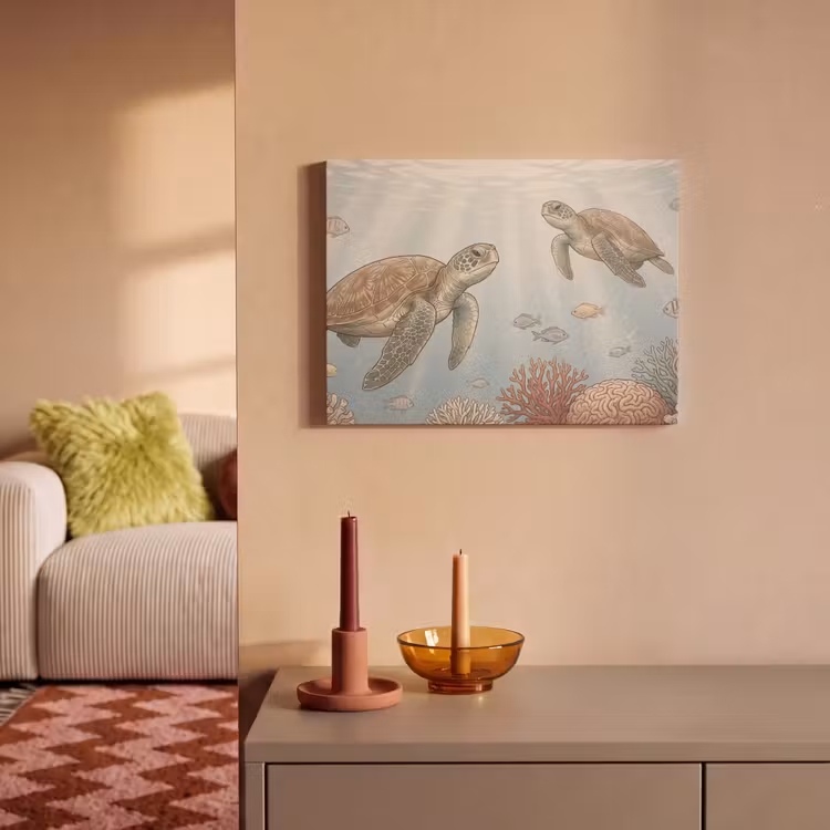 Schildpad - Onderwater - Natuur - Illustratie PET vilt klein -sfeer1