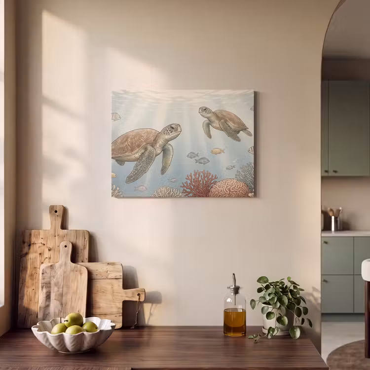 Schildpad - Onderwater - Natuur - Illustratie PET vilt klein -sfeer2