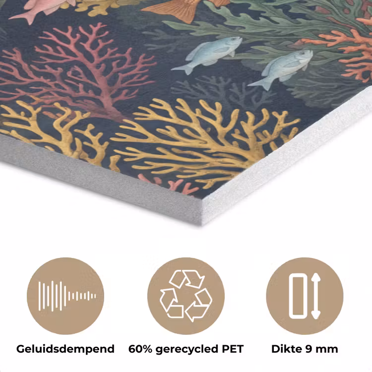 Onderwaterwereld - Vissen - Koraal - Illustratie - Kleurrijk PET vilt klein -closeup_NL