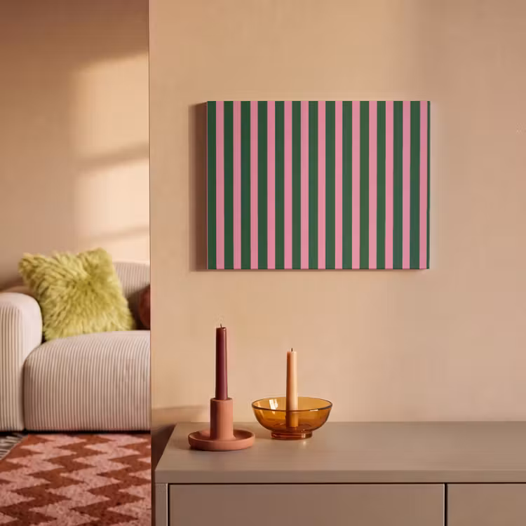 Verticale strepen - Groen - Roze PET vilt klein 837 -sfeer1