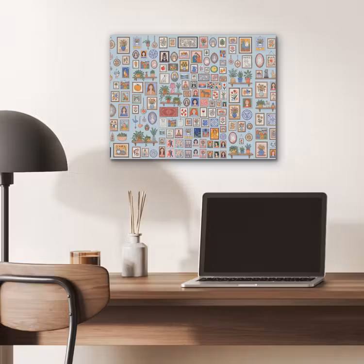 Wanddecoratie - Collectie - Huis - Illustratief - Kleurrijk PET vilt klein -sfeer5