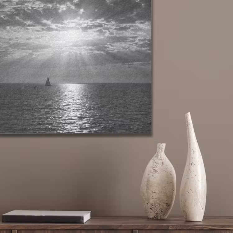 Water - Boot - Lucht - Natuur - Zwart-wit PET vilt klein -sfeer6_closeup