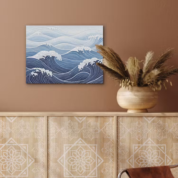 Water - Mozaïek - Landschap - Modern - Blauw PET vilt klein -sfeer4