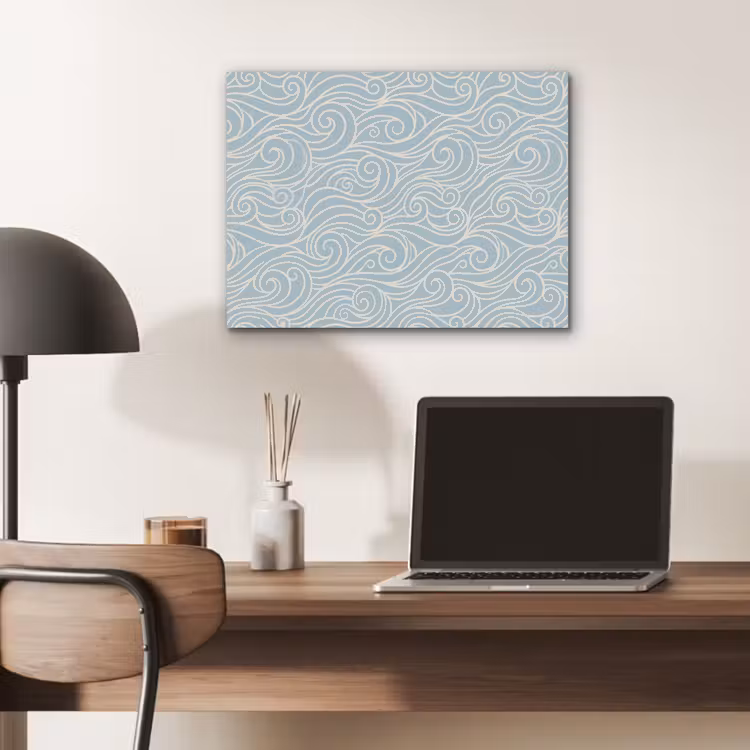 Golf - Abstract - Natuur - Modern - Blauw PET vilt klein -sfeer5