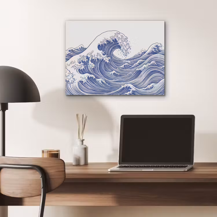 Golf - Japans - Zee - Illustratie - Blauw PET vilt klein -sfeer5