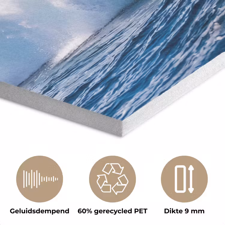 Golf - Oceaan - Water - Dynamisch - Blauw PET vilt klein -closeup_NL