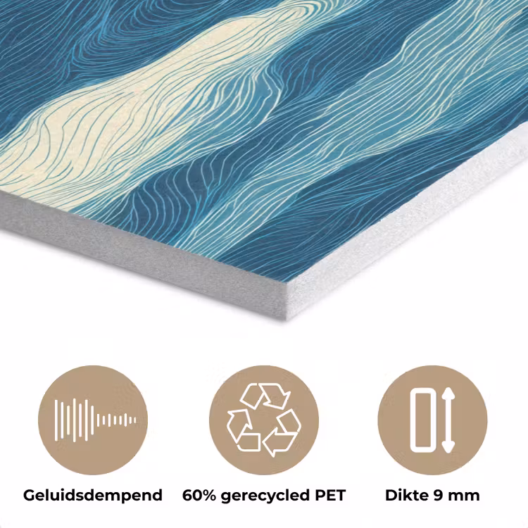 Golven - Abstract - Patroon - Blauw - Wit PET vilt klein 837 -closeup_NL