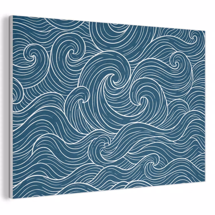 Golven - Spiraal - Water - Abstract - Blauw PET vilt klein -3d