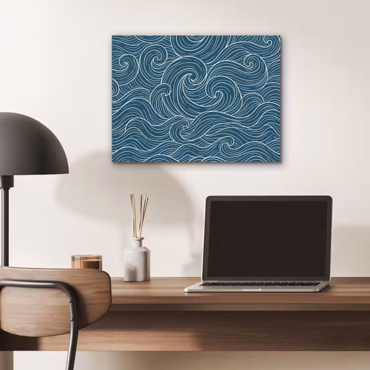 Golven - Spiraal - Water - Abstract - Blauw PET vilt klein -sfeer5