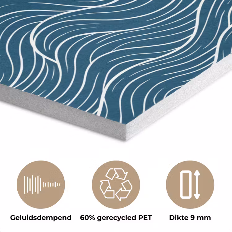 Golven - Spiraal - Water - Abstract - Blauw PET vilt klein -closeup_NL