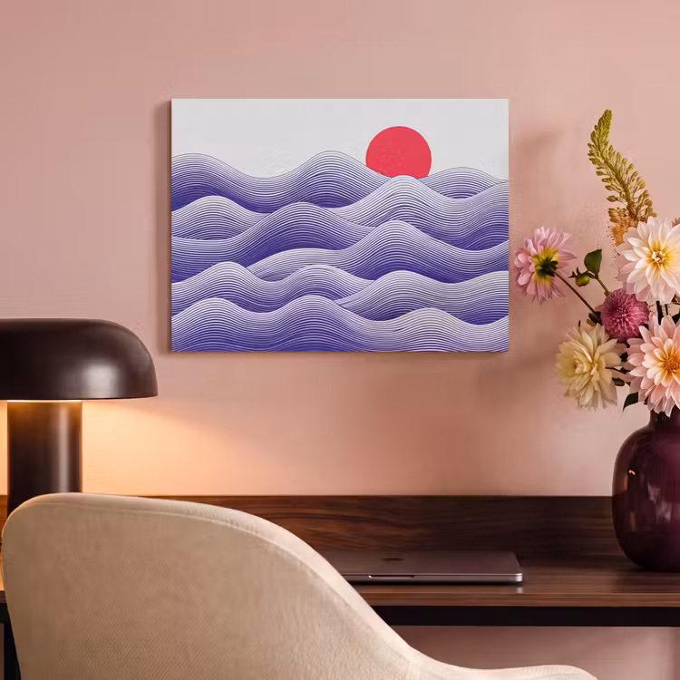 Golven - Zon - Natuur - Abstract - Rood PET vilt klein -sfeer3