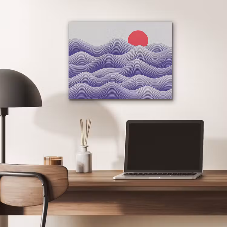 Golven - Zon - Natuur - Abstract - Rood PET vilt klein -sfeer5
