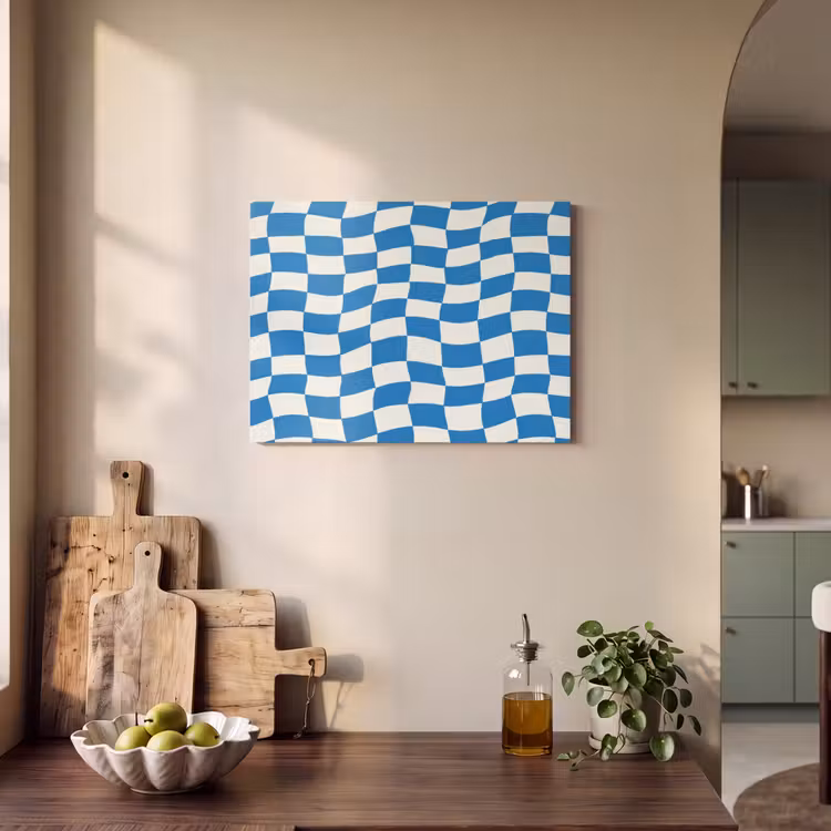 Golvend - Patroon - Blauw PET vilt klein 837 -sfeer2