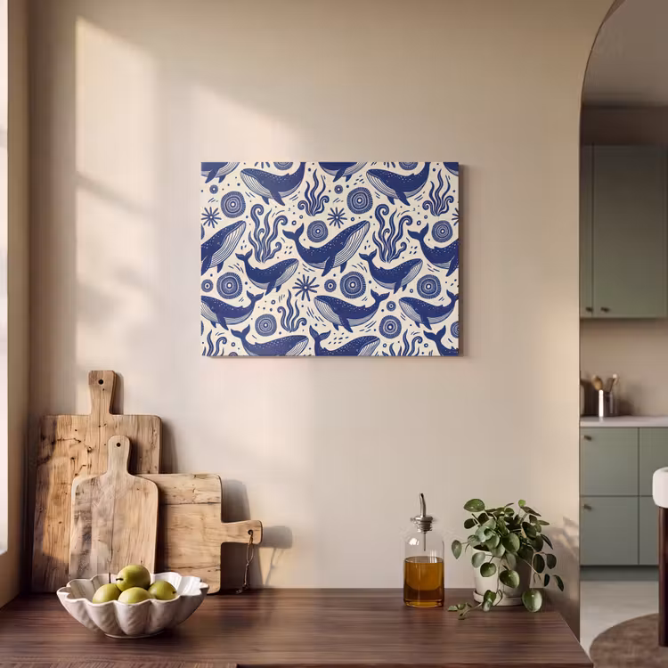 Walvis - Onderwater - Dieren - Abstract - Blauw PET vilt klein -sfeer2