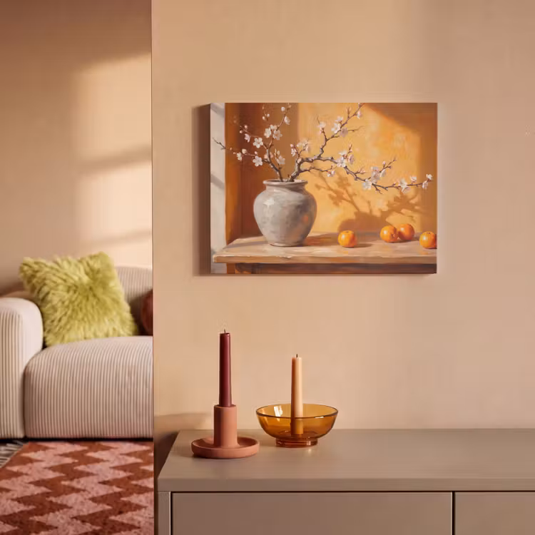 Acoustic Panel - White Flowers - Still Life - Witte bloemen - Stilleven PET vilt klein