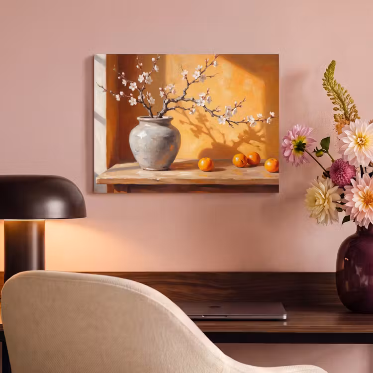 Acoustic Panel - White Flowers - Still Life - Witte bloemen - Stilleven PET vilt klein