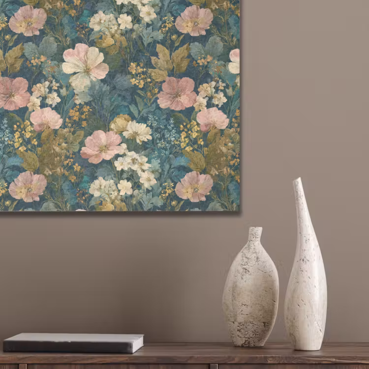 Wilde bloemen - Botanisch - Patroon - Roze - Romantisch PET vilt klein 837 -sfeer6_closeup