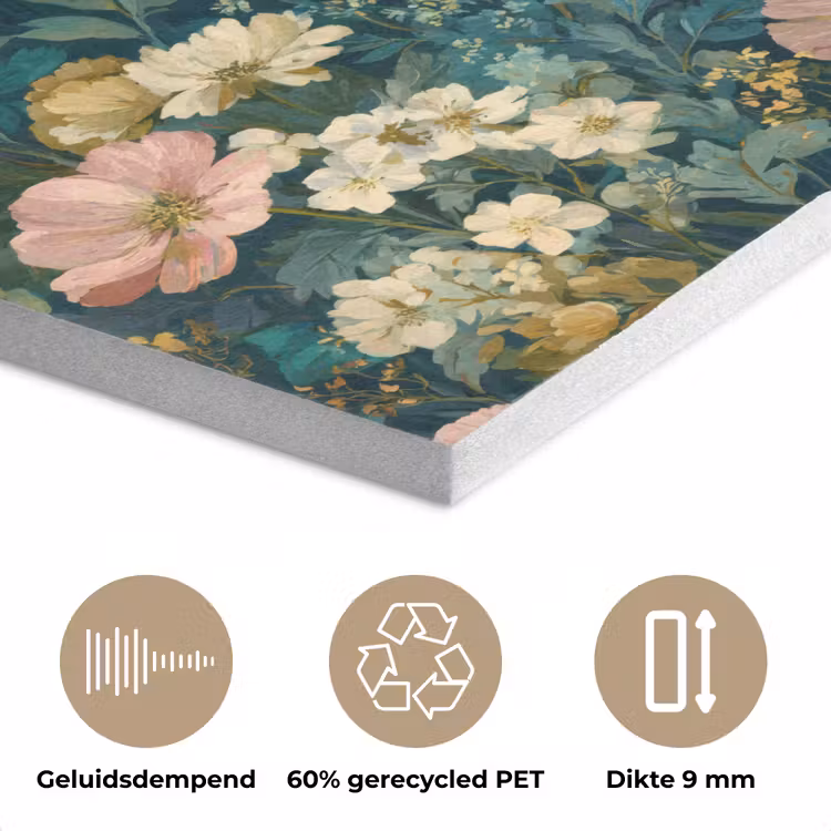 Wilde bloemen - Botanisch - Patroon - Roze - Romantisch PET vilt klein 837 -closeup_NL