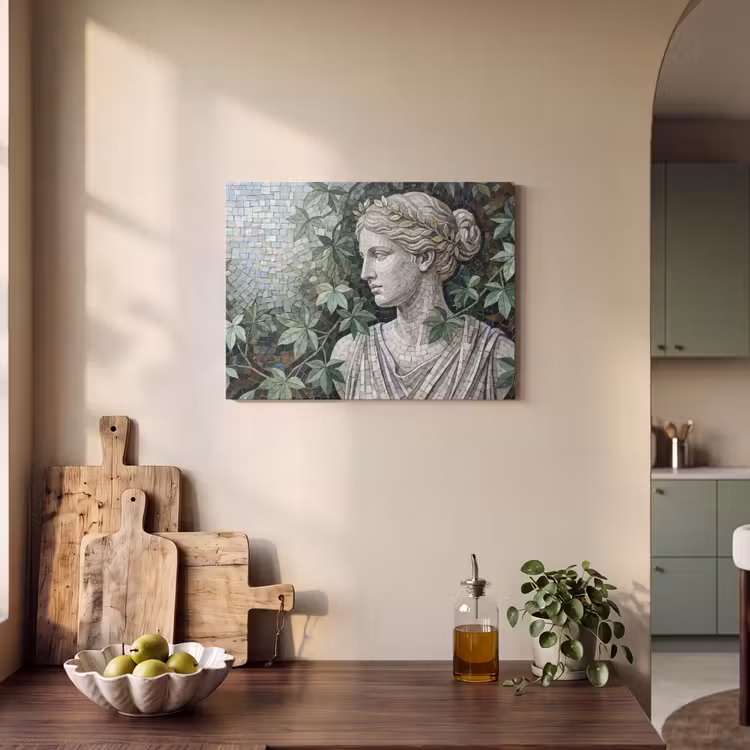 Vrouw - Klassiek - Mozaiëk - Natuur - Groen PET vilt klein -sfeer2
