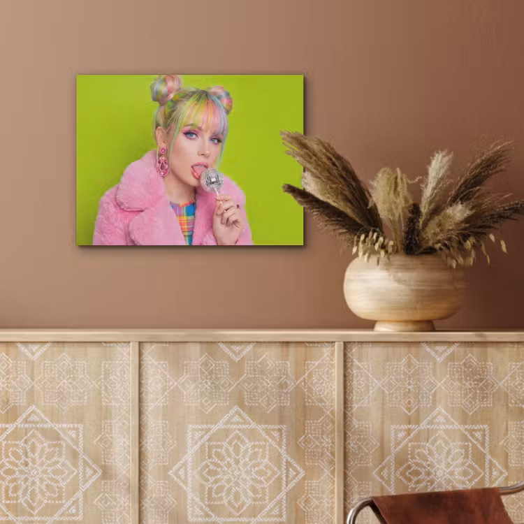 Vrouw - Kleurrijk haar - Pop art - Modern - Levendig PET vilt klein -sfeer4