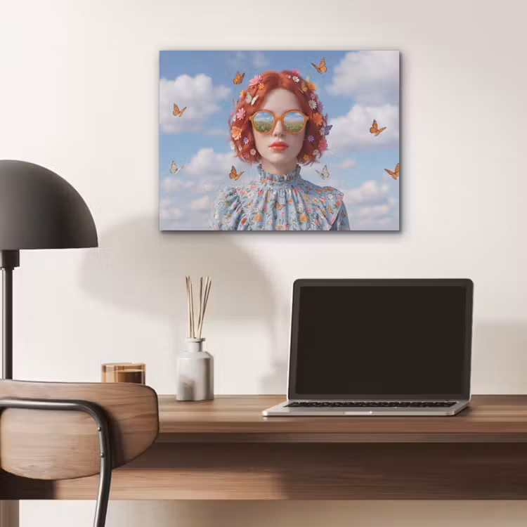 Vrouw - Bloemen - Zomer - Portret - Kleurrijk PET vilt klein -sfeer5