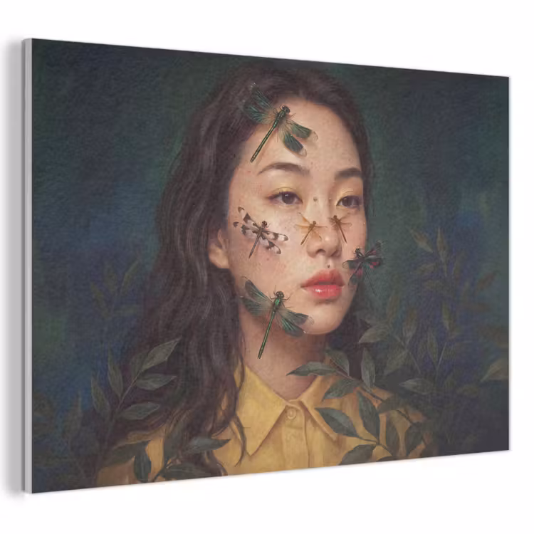Vrouw - Insecten - Natuur - Portret - Groen PET vilt klein -3d