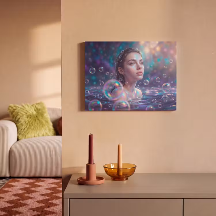 Vrouw - Water - Portret - Kleurrijk - Modern PET vilt klein -sfeer1
