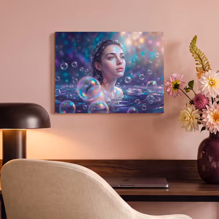 Vrouw - Water - Portret - Kleurrijk - Modern PET vilt klein -sfeer3