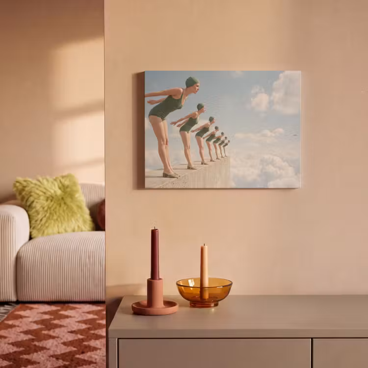 Acoustic Panel - Women - Diving Pose - Clouds - Vrouwen - Duikhouding - Wolken PET vilt klein