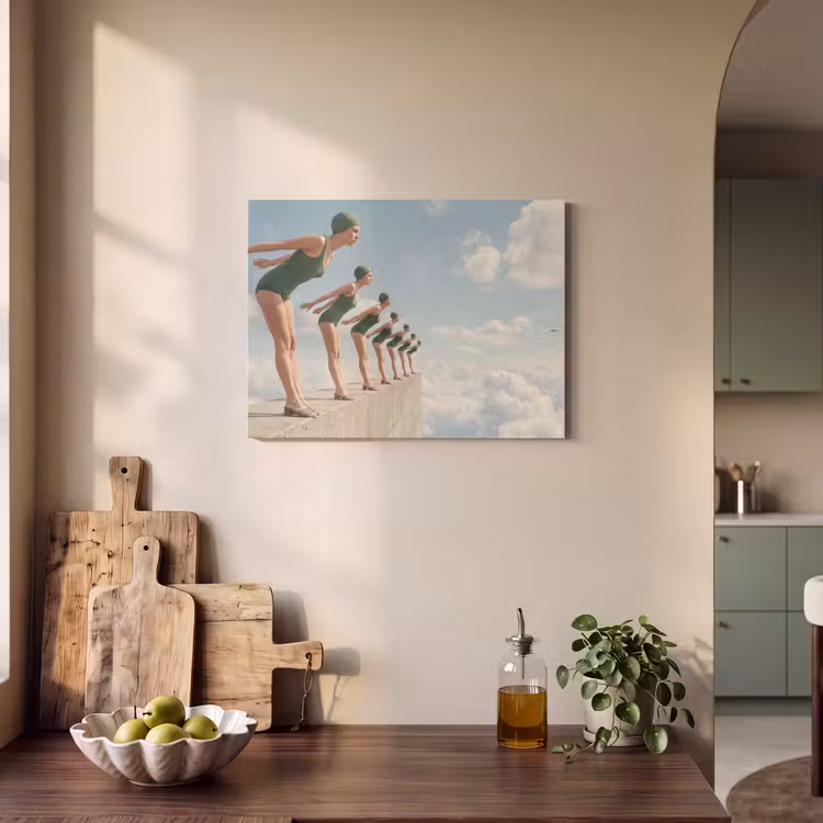 Acoustic Panel - Women - Diving Pose - Clouds - Vrouwen - Duikhouding - Wolken PET vilt klein