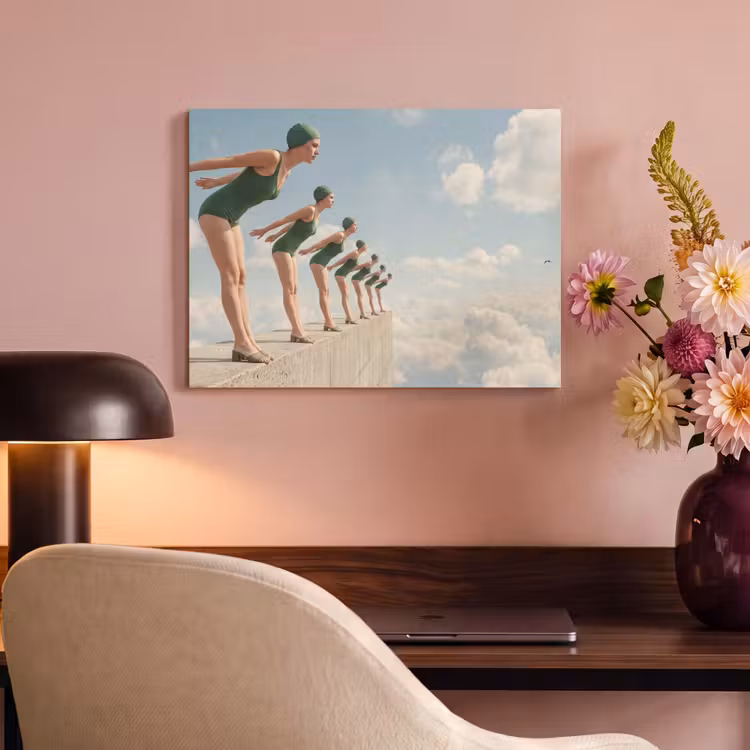Acoustic Panel - Women - Diving Pose - Clouds - Vrouwen - Duikhouding - Wolken PET vilt klein
