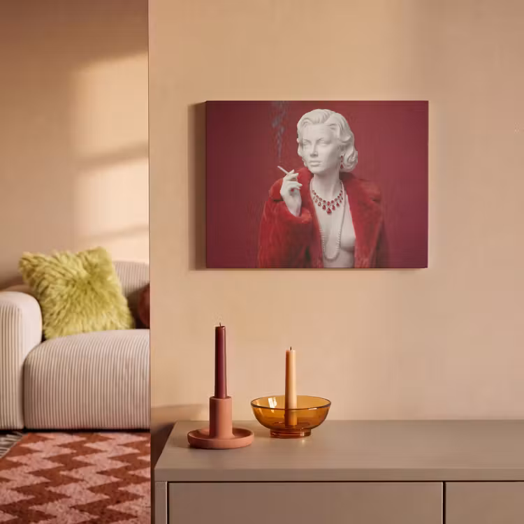 Vrouw - Bontjas - Mode - Klassiek - Rood PET vilt klein -sfeer1