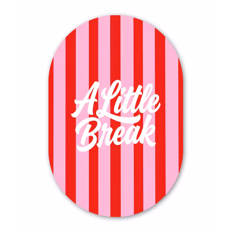A Little Break - Strepen - Rood - Roze Wandcirkel Ovaal Aluminium middel -3d