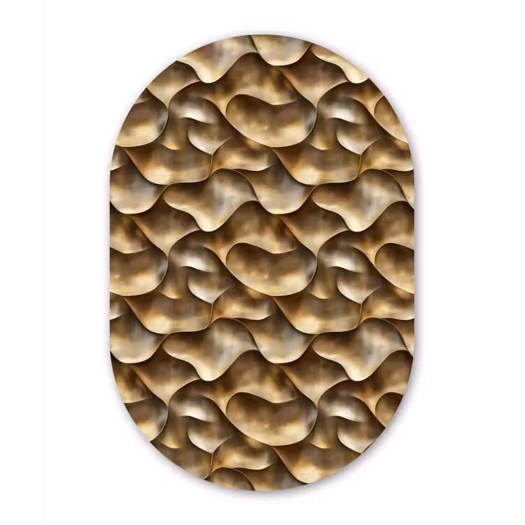 Abstract - Antiek - Goud Wandcirkel Ovaal Aluminium middel 839 -3d