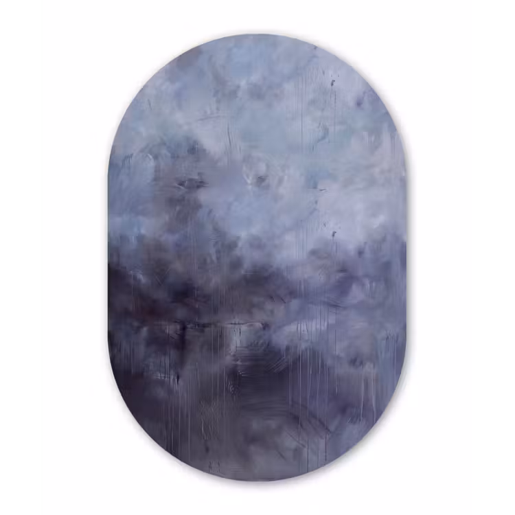 Abstract - Kwaststreken - Modern - Kunst - Grijs Wandcirkel Ovaal Aluminium middel -3d