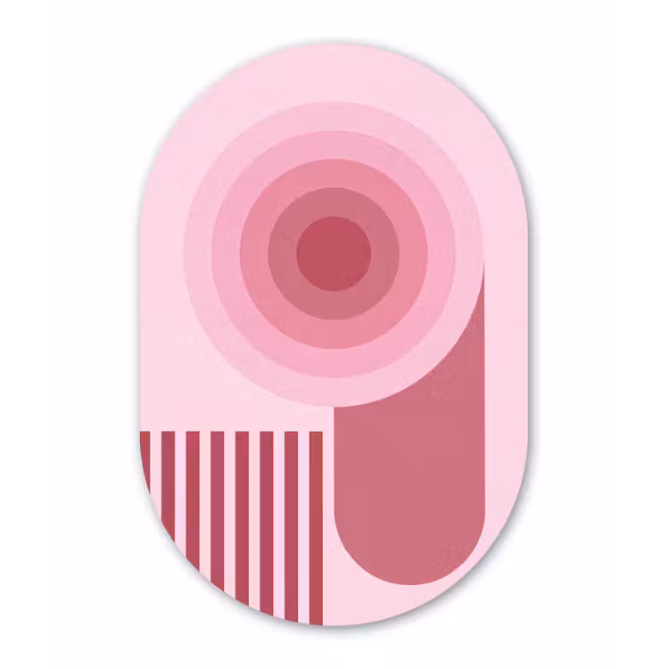 Abstract - Cirkels - Strepen - Modern - Roze Wandcirkel Ovaal Aluminium middel -3d