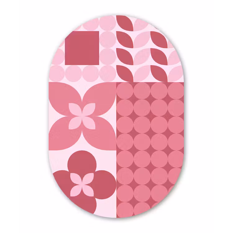 Abstract - Geometrisch - Patroon - Modern - Roze Wandcirkel Ovaal Aluminium middel -3d