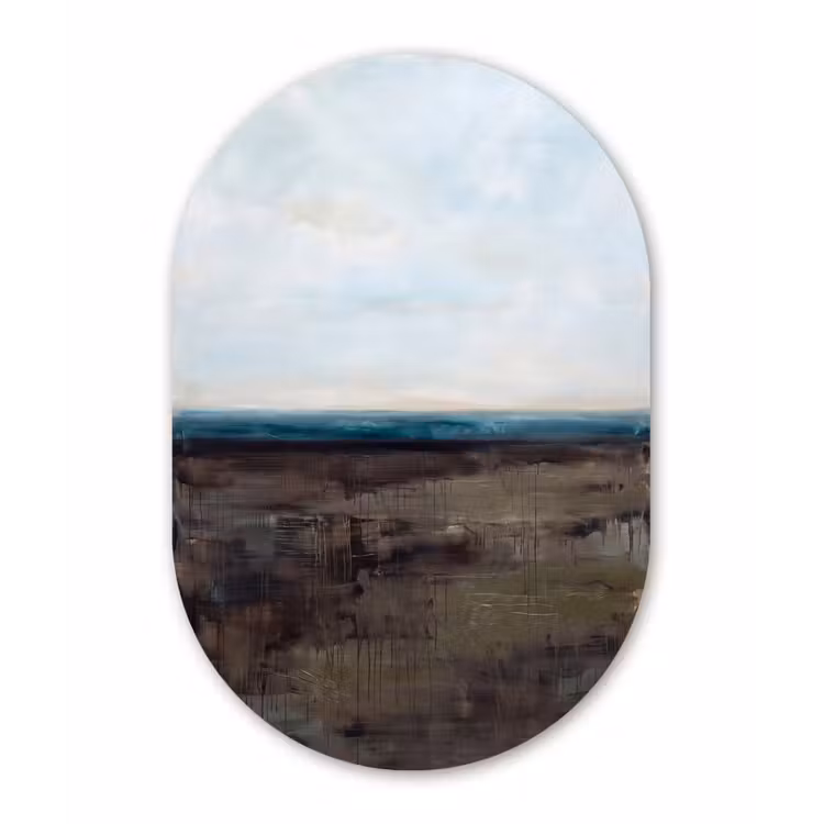 Abstract - Landschap - Horizon - Blauw - Modern Wandcirkel Ovaal Aluminium middel -3d