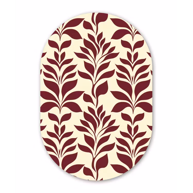 Abstract - Bladeren - Burgundy Wandcirkel Ovaal Aluminium middel 839 -3d