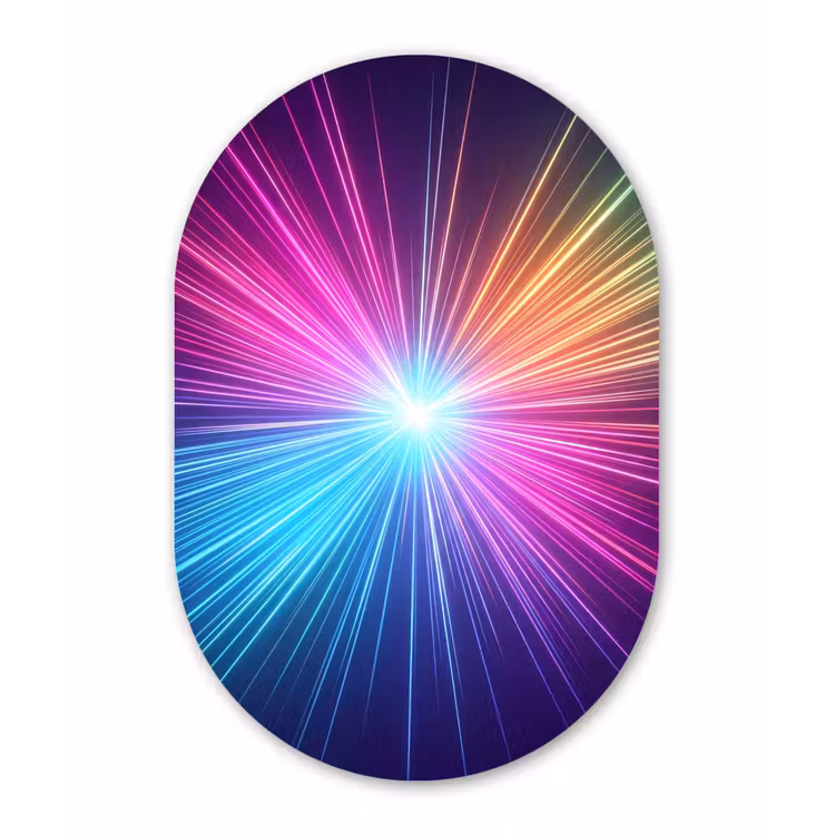 Abstract - Light - Burst - Modern - Colorful Wandcirkel Ovaal Aluminium middel -3d