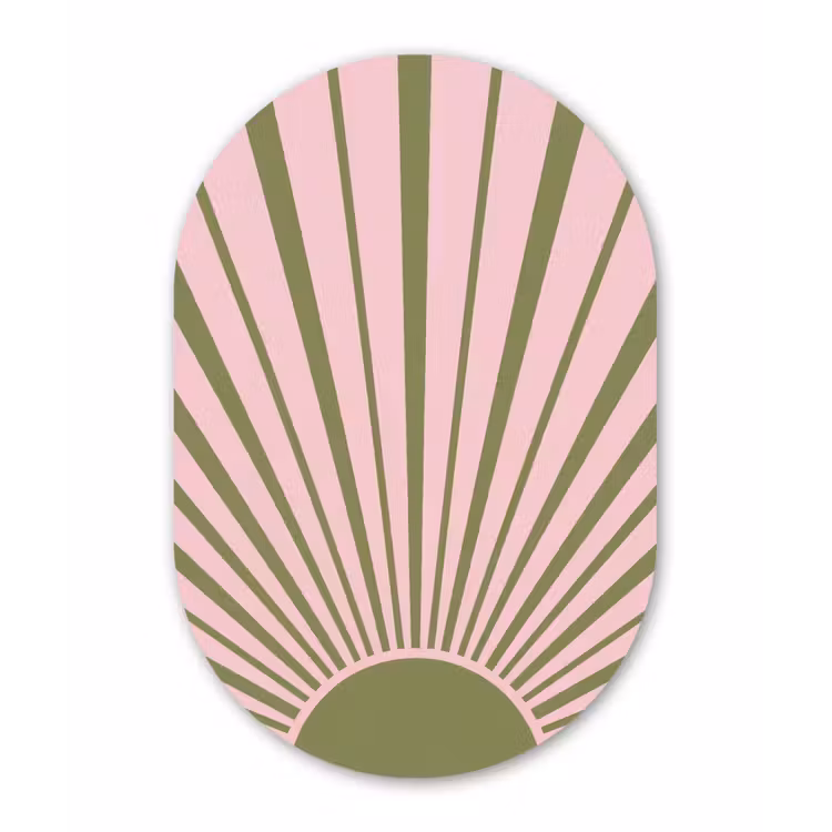 Abstract - Stralen - Grafisch - Roze - Groen Wandcirkel Ovaal Aluminium middel -3d