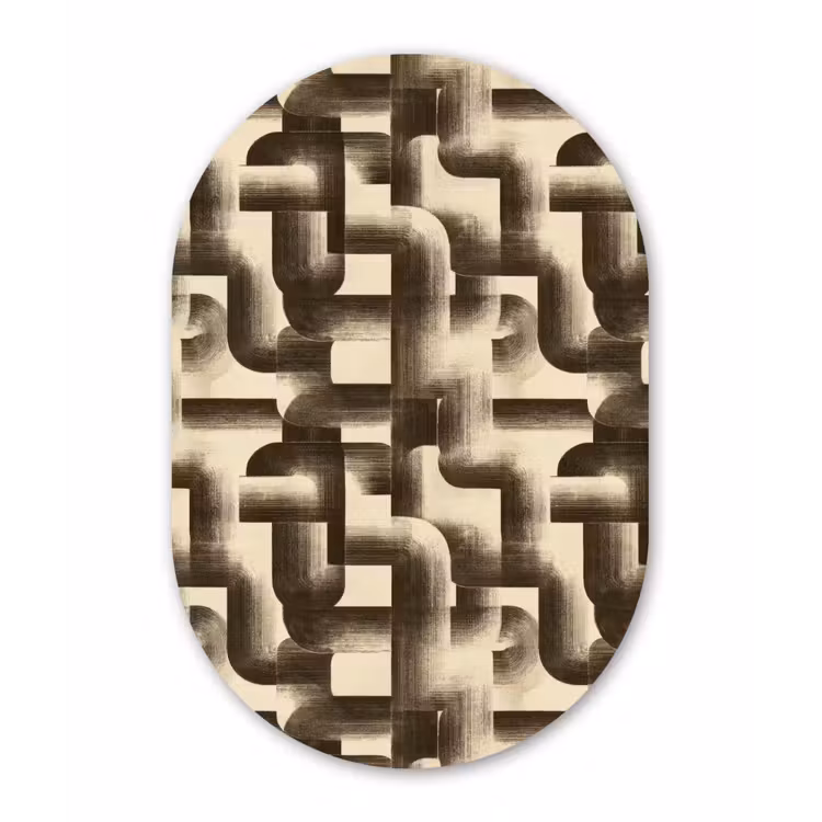 Abstract - Retro - Zwart Wandcirkel Ovaal Aluminium middel 839 -3d