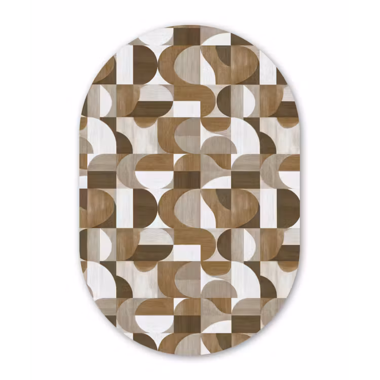 Abstract - Retro - Bruin Wandcirkel Ovaal Aluminium middel 839 -3d
