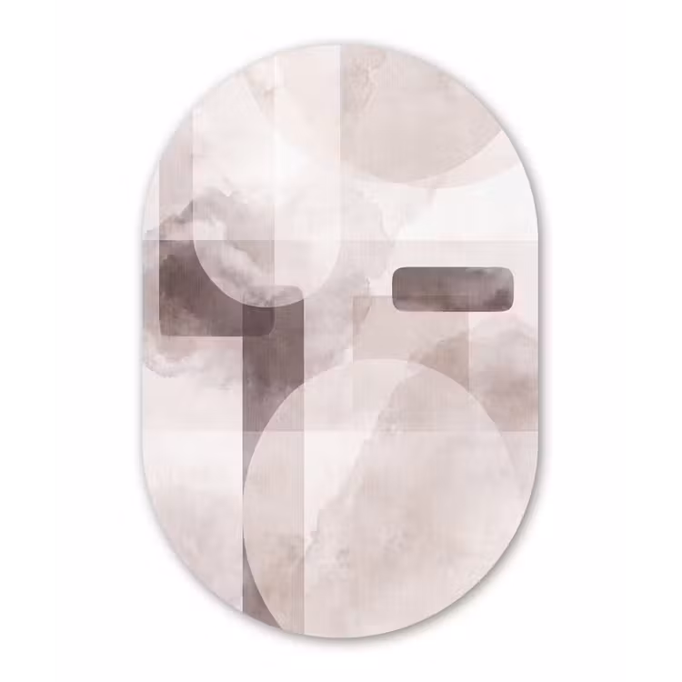 aluminium oval wall art - Abstract Shapes - Beige - Abstracte vormen - Beige Wandcirkel Ovaal Aluminium middel