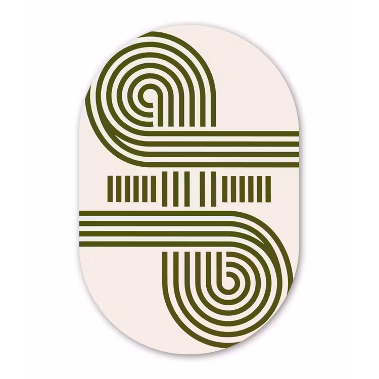 Abstract - Vormen - Modern - Groen Wandcirkel Ovaal Aluminium middel -3d